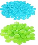 chic style 300pcs Glow in The Dark Garden Pebbles, Gardening Luminous Glow Stones Outdoor Decor Glowing Water Fish Tank Gravel (Blue Green)