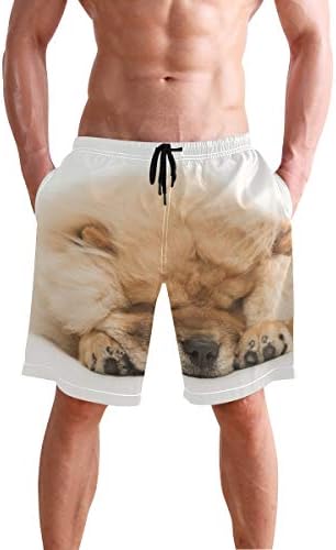 Chow Puppy Mens Fit Quick Dry Short Swim Trunks Beachwear Sports Running with Mesh Lining
