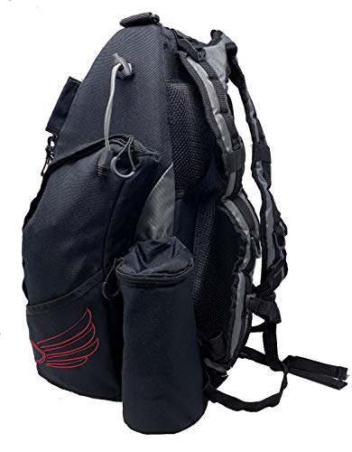 Red Feather Disc Golf Backpack - 20+ Disc Capacity with Matching Rainfly - Extra Storage and 2 Water Bottle Holders