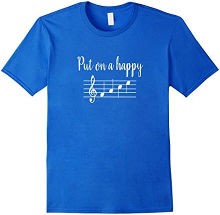 Men's Put On a Happy Face Music Notes T-Shirt  XL Royal Blue