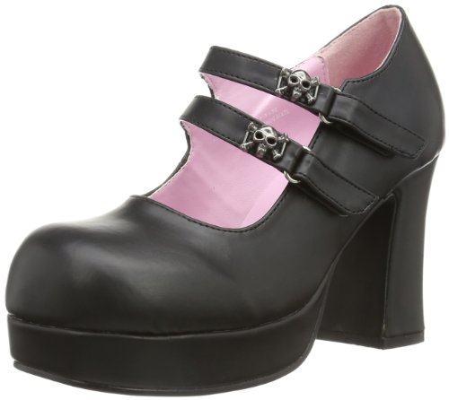 Pleaser Women's Gothika Goth Punk Lolita Multiple Strap Sandal,Black/Pink,8 M US