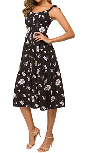 TOP-MAX Women's Dresses -V Neck Boho Floral Split Summer Prom Party Beach Casual Wedding Guest Flowy Long Maxi Dress (Floral#Q, M(US 8-10))