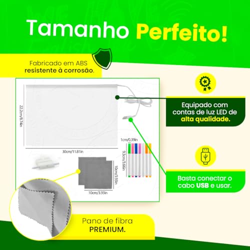 Prancheta de Desenho com Luz LED A4 USB – Mesa de Luz com Iluminação, Ideal para Desenho, Planner, Lembretes e Crianças Quadro Desenho Luminária Led Para Escrita Apagável Premium