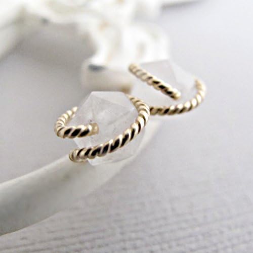 Gold Earrings, White Quartz Earrings, Raw Quartz Studs, Diamond Cut Earrings Studs, 14kt Gold Filled, Rough Quartz Earrings, Crystal Earrings, Quartz Studs