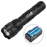 Ultrafire WF502B 1000 Lumens LED Flashlight Small Pocket Torch Black,With 2 Batteries and 1 Charger