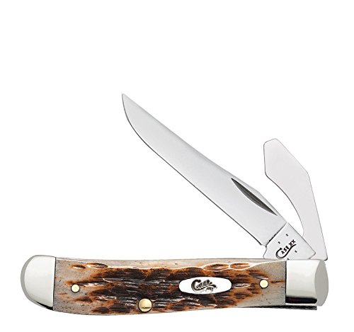 Case Mini Amber Bone Trapper with Caplifter Pocket Knife
