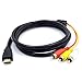  Orcbee  _HDMI Male to 3RCA AV Composite Male M/M Connector Adapter Cable Cord Transmitter