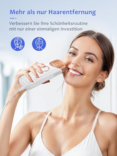 19.8J Hair Removal Device with Cooling System, 9 Energy Levels, 600 NM Red Light Wave, 999,900 Light Pulses, Automatic Gliding Mode, Hair Removal Device for Women, Face, Armpits, White