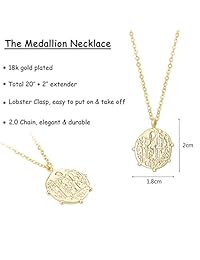 Collar con medallón chapado en oro de 18 quilates, colgante de moneda redonda, diseño minimalista, para mujer, 20.0 in