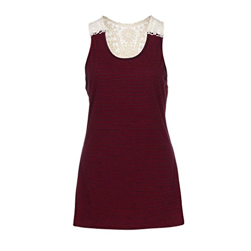 Tsmile Clearance Summer Women Lace Vest Tank Tops T-Shirt Sleeveless Casual Short Tops Blouse (Wine Red, L)
