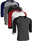 Ollie Arnes Men's Basic Crewneck 3/4 Sleeve Cotton T-Shirt Raglan Baseball Top