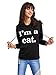 Romwe Women's Long Sleeve Kangaroo Pockets Slogan Letter Print Cute Cat Ear Pullover Hoodie Black XL