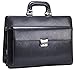 Ronts Leather Briefcase for Men with Lock 15.6 Inch Laptop Messenger Bag Business Lawyer Bag Black