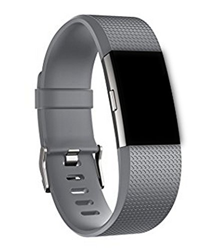 Wristbands for Fitbit Charge 2, Colorful Replacement Bands For Fitbit Charge 2 Heart Rate + Fitness Wristband/ Bracelet/ Smart-watch, Size Large and Small Straps (Mature Grey, Large)