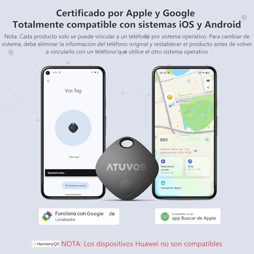 ATUVOS Air Tag Pro Smart Tag Tracker for Android & iOS, Dual Object Finder System Compatible with Google Locator or Apple Search App, for Keys/Luggage/Suitcase. Replaceable Battery. 4 Pack