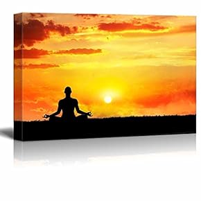 Yoga Meditation in Lotus Pose Under Golden Sky...