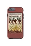 Sacramento, California - Skyline and Sunburst Screenprint Style (iPhone 6 Cell Phone Case, Tough)