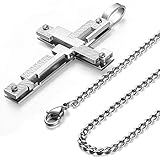 Jstyle Jewelry Stainless Steel Mens Cross Necklace for Men Pendant for Boys 24 Inch Chain