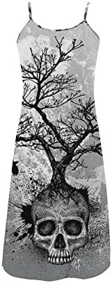 iHomeStore Tree Skull Custom Strap Dress Sleeveless Summer Beach Slip Dress L