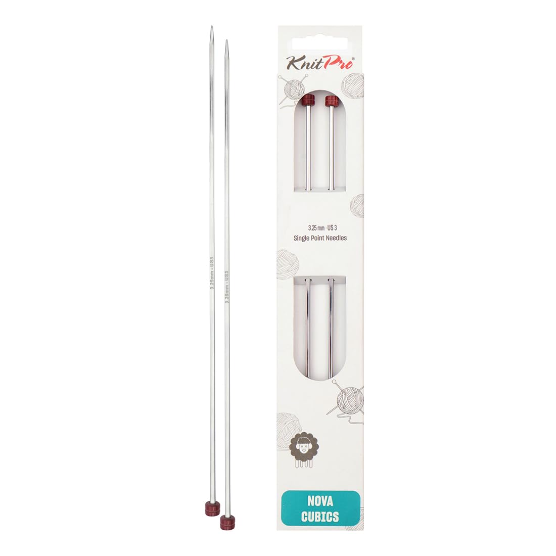 KnitPro Nova Cubics Single Pointed Needles 14" (35cm) | 3.25mm