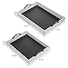 MyGift Vintage White Wood Large Decorative Serving Tray with Metal Handles and Chalkboard Surface, Nesting Coffee Table Breakfast Trays, 2-Piece Set
