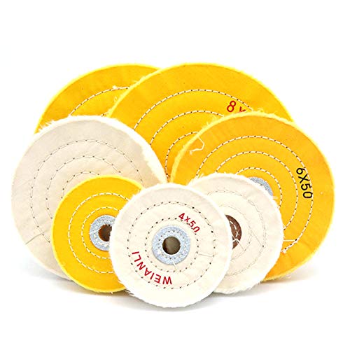 Yellow 8" 200mm Large Hole Buffing Wheel Spiral Stitched Cotton Buffing Cleaning Pad Polishing Wheel Mop Bench Grinder Tools
