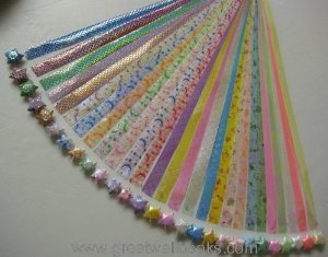 Origami Stars Papers Package 15 (5 packs total about 300 pieces)