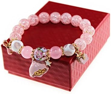 MeetsSpringRain Ice Crack Korean Style Crystal Charm Bracelet with Lotus Pendant