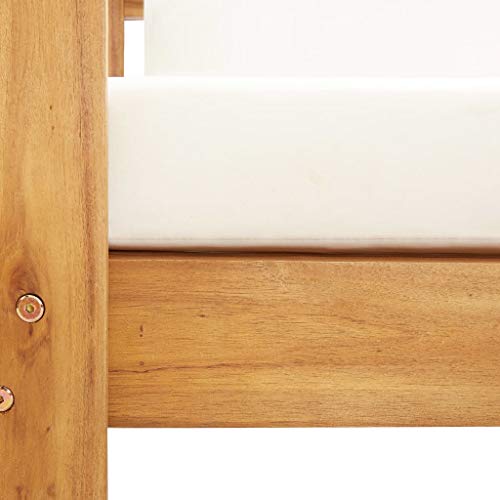 vidaXL Akazienholz Massiv Gartenstuhl mit Auflagen Sofa Sessel Holzstuhl Gartensessel Gartensofa Gartenmöbel Stuhl Einzelsofa Creme – Bild 6