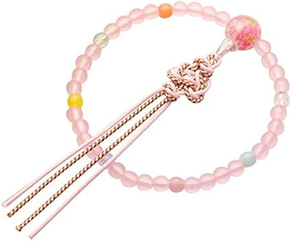 Amazon 仏縁堂ブランド 国産 おこさま念珠 ちりめん花珠 笑顔結び ピンク 正絹紐房 プラスチック製で安心 お手頃価格 仏縁堂 数珠