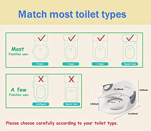 Potty Training Toilet Seat Cover for Kids Toddlers Boys Girls, with Urine Splash Guard, Non-Slip Rubber Grip, Cushion Handle Backrest, Fits Round & Oval Toilets
