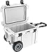 Pelican 45QT Elite Wheeled Cooler (White) | 34 Can Capacity with Ice | 7 Day Ice Retention | Built-in Bottle Opener | Guaranteed for Life