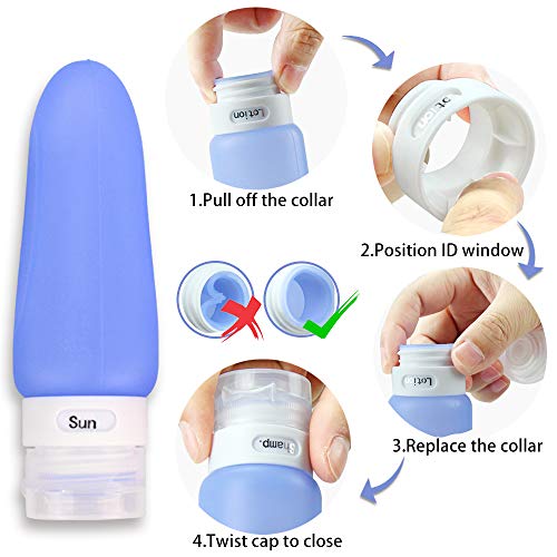 Travel Bottles, Wedama Leakproof Silicone Travel Containers with 6 Pcs TSA Approved Squeezable 3 oz Travel Bottles & Accessories for Cosmetic Shampoo Conditioner Lotion Soap Liquids Toiletrie
