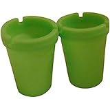 2 PK. ASHTRAY - NEON GREEN - STUB OUT FULL GLOW IN THE DARK CUP - SELF EXTINGUISHING CIGARETTE ASHTRAY - BUTT BUCKET - PORTABLE ASHTRAY