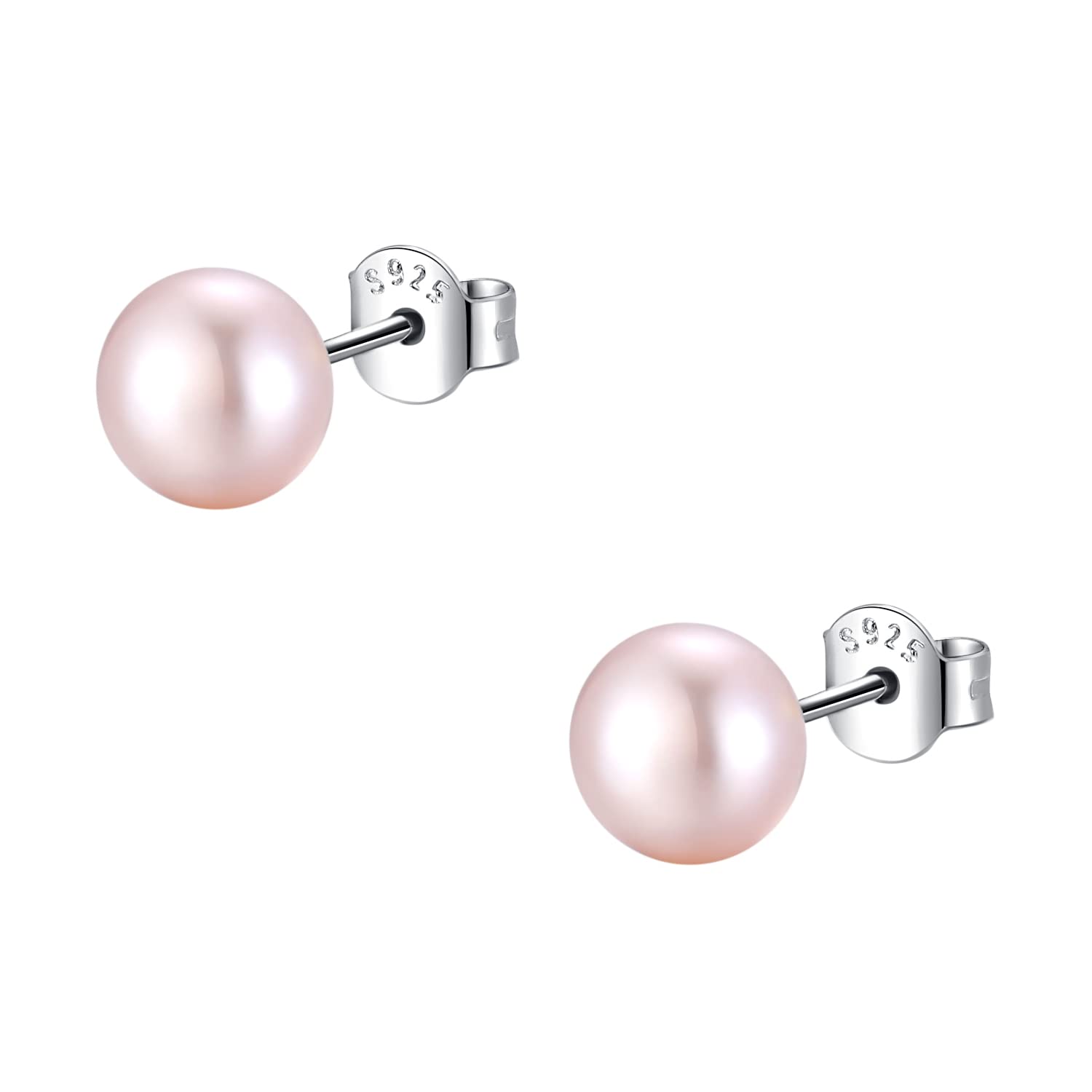 Purple Pearl Earrings Stud Freshwater Cultured Real 925 Sterling Silver Button Shape For Women 10-10.5MM Large