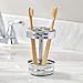 mDesign Metal Bathroom Vanity Countertop Accessory Set - Includes Refillable Soap Dispenser, Divided Toothbrush Stand, Tumbler Rinsing Cup, Vivi Collection, Set of 3, Chrome