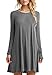 Long T Shirt Dresses Casual Crew Neck Tunic Tops for Women Loose Plain Pleated Cotton