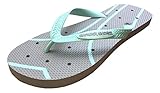 Shower Shoez Women's Antimicrobial Non-Slip Pool Dorm Water Sandals Flip Flops (Medium 7-8, Grey/Aqua)