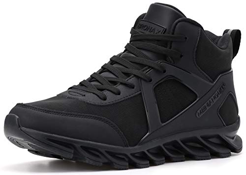 BRONAX Tennis Shoes for Men Casual High Hi Top Lace Up Leather Basketball Walking Sports 