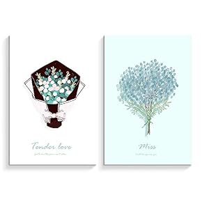 2 Panel Bouquet and Cute Flower Painting Wall...
