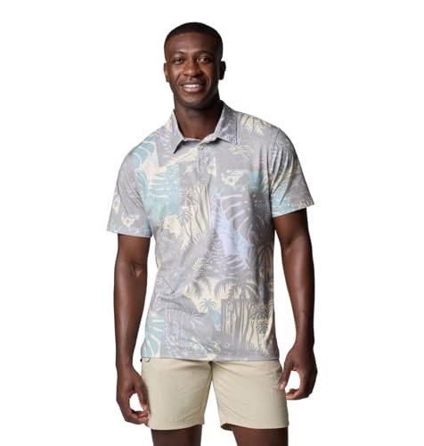 Columbia Men's Super Slack Tide II Stretch Polo, Lemon Wash Tarpon Trek, Small