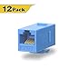 VCE 12-Pack RJ45 CAT6 Female to Female Keystone Coupler, Inline UTP Keystone Coupler for Cat6 Cat5 Cables, Blue