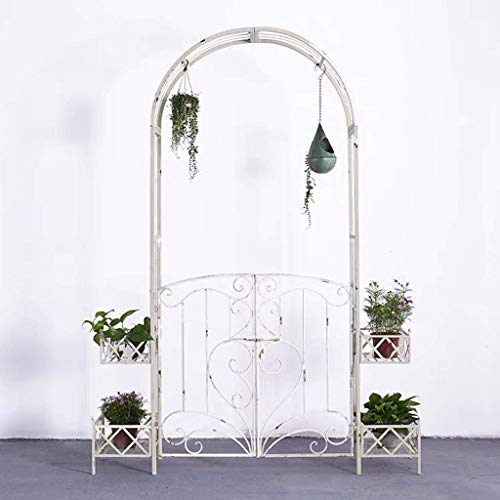 LXLH Bogen für Pflanzen, Torbogen für Garten, Gartenbogen mit beweglicher Tür und Blumentopfständer, Torbogen als Stütze… – Bild 7