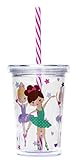 C.R. Gibson Pink Ballerina Insulated Small Plastic Tumbler for Girls, 8 oz.