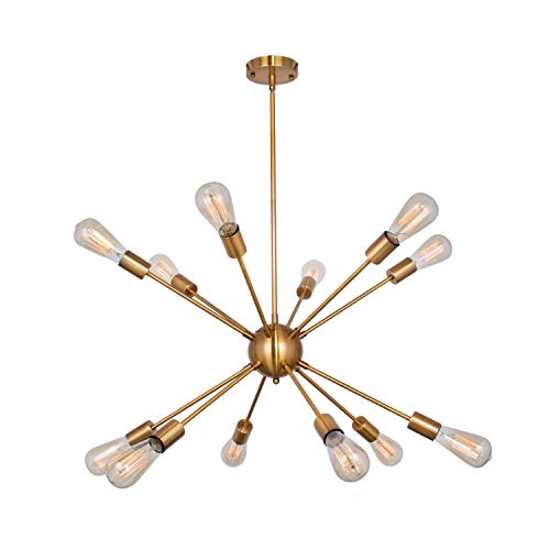 Buy KOSTOMO Gold Chandelier 12 Lights Mid Century Modern Sputnik Light