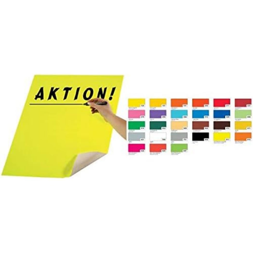 folia 65700 Poster Cardboard Approx. 48 x 68 cm 10 Sheets 380 g/m² White Coloured on One Side Ideal for Crafts or Creating Posters and Adverts