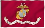 Anley Fly Breeze 3x5 Foot US Marine Corps Flag - Vivid Color and UV Fade Resistant - Canvas Header and Double Stitched - United States Military Flags Polyester with Brass Grommets 3 X 5 Ft
