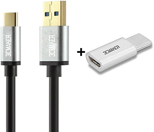 (3CMaker) 2IN1 Type-C to Micro USB Adapter and Type-C to Type A Male Data &amp; Charging Cable for Apple New MacBook, Chromebook Pixel, Nokia N1 and All Type-C Devices (White)