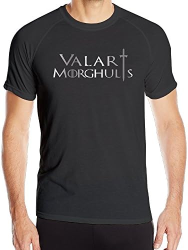 Valar Morghulis Logo Platinum Style Men's Black Work Out GYM Quick Dry T-shirt