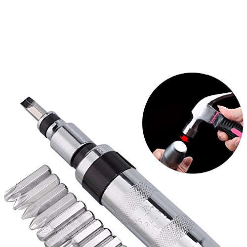 Manual Reversible Impact Screwdriver Driver Tool Set Kit With 12 Screwdrivers Bits and Case for Auto Motorcycle Repair